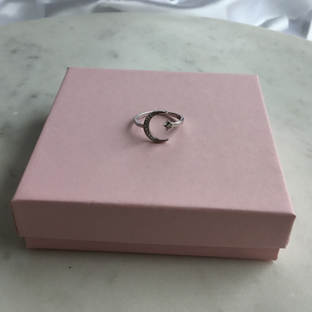 Sterling Silver CZ Ring - Moon and Star - Picture 5 of 14